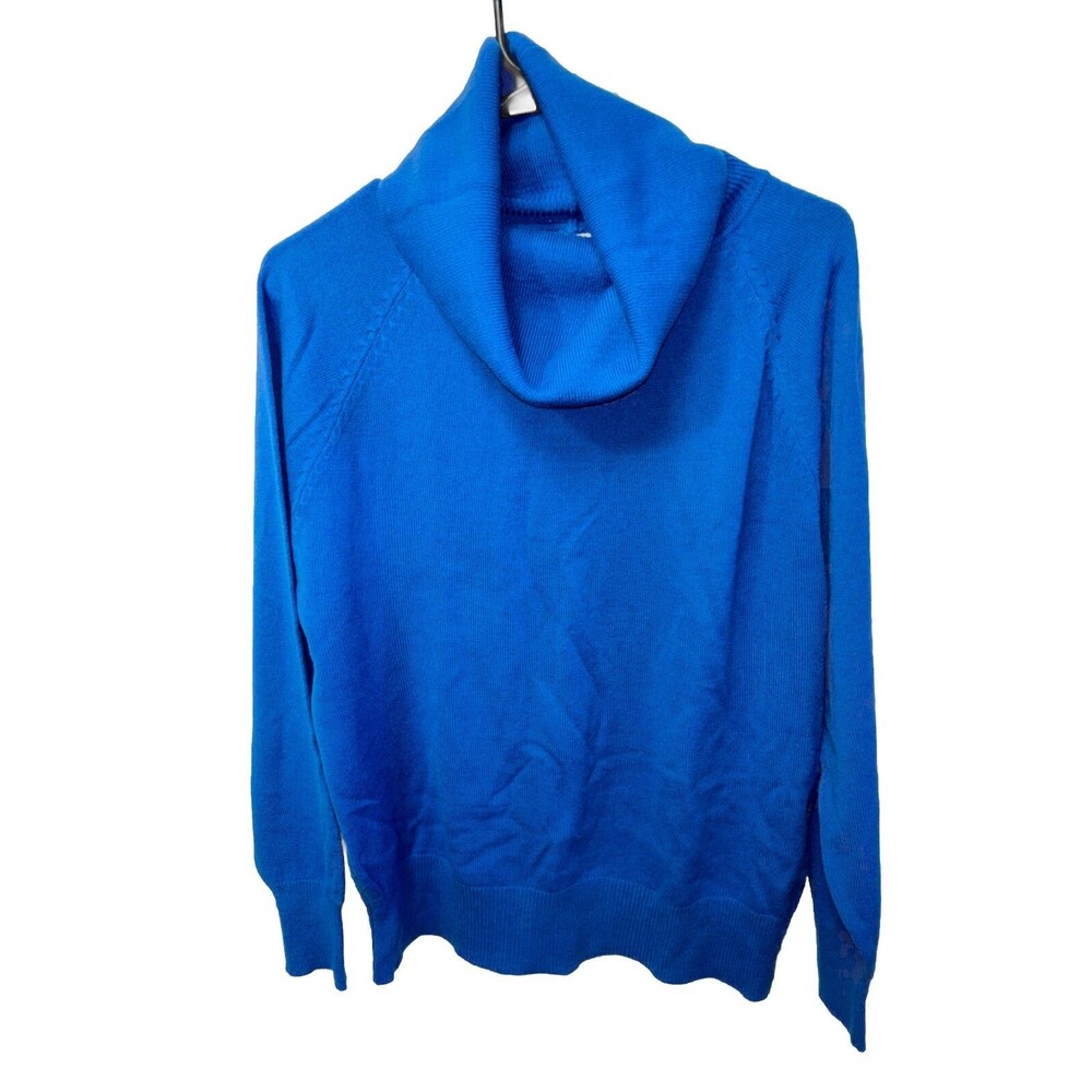 Cassandra Vintage Turtle Neck Sweater Long Sleeve Blue Stretch Pullover 44 L